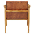 Brown Leather with Natural Teak Wood Armchair | Kendari
