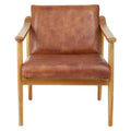 Brown Leather with Natural Teak Wood Armchair | Kendari