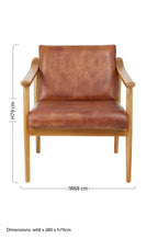 Brown Leather with Natural Teak Wood Armchair | Kendari