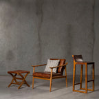 Brown Leather with Natural Teak Wood Armchair | Kendari