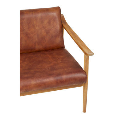 Brown Leather with Natural Teak Wood Armchair | Kendari