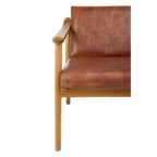 Brown Leather with Natural Teak Wood Armchair | Kendari