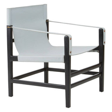 Grey Leather and Black Teak Wood Chair | Kendari