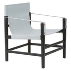 Grey Leather and Black Teak Wood Chair | Kendari