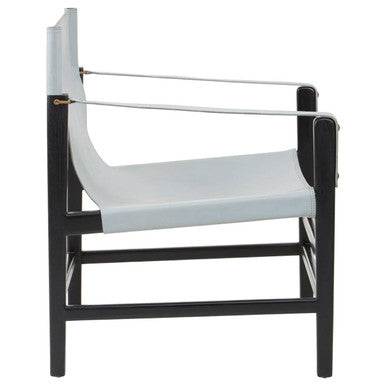 Grey Leather and Black Teak Wood Chair | Kendari