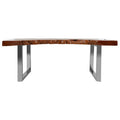 Brown Longan Wood Coffee Table with Silver Steel Frame | Surak