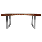 Brown Longan Wood Coffee Table with Silver Steel Frame | Surak