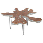 Silver Teak Wood Star Top Coffee Table with Steel Legs | Surak