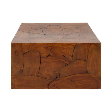 Brown Teak Wood Cuboid Coffee Table | Surak