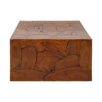 Brown Teak Wood Cuboid Coffee Table | Surak