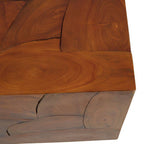 Brown Teak Wood Cuboid Coffee Table | Surak