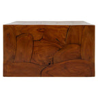 Brown Teak Wood Cuboid Coffee Table | Surak