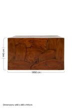 Brown Teak Wood Cuboid Coffee Table | Surak