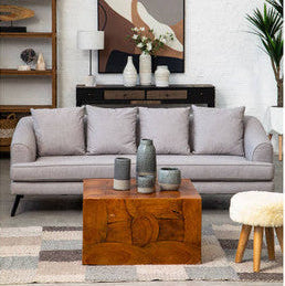 Brown Teak Wood Cuboid Coffee Table | Surak