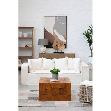 Brown Teak Wood Cuboid Coffee Table | Surak