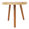 Solid Sonokeling Wood Boho Side Table with Rich Brown Grain | Surak