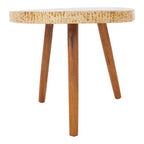 Solid Sonokeling Wood Boho Side Table with Rich Brown Grain | Surak
