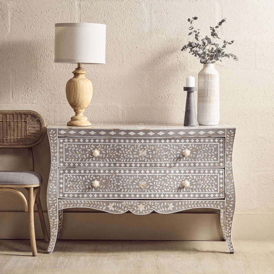 Chest of 2 Drawers with Mother of Pearl Inlay | Fusion