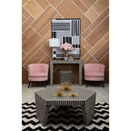 Black and White Striped Bone Inlay Hexagon Coffee Table | Fusion