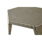 Black and White Striped Bone Inlay Hexagon Coffee Table | Fusion