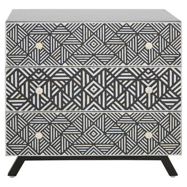 Black and Mother of Pearl Chest of 3 Drawers | Fusion