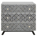 Black and Mother of Pearl Chest of 3 Drawers | Fusion