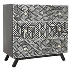Black and Mother of Pearl Chest of 3 Drawers | Fusion