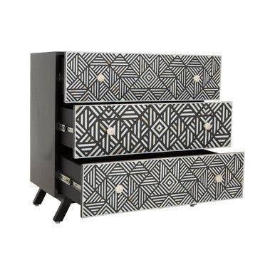 Black and Mother of Pearl Chest of 3 Drawers | Fusion