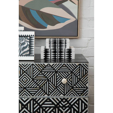 Black and Mother of Pearl Chest of 3 Drawers | Fusion