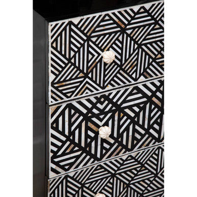 Black and Mother of Pearl Chest of 3 Drawers | Fusion