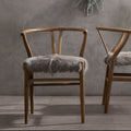 Natural Oak Wood and Grey Fur Dining Chair | Hazel