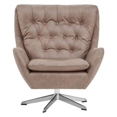 Brown Leather Effect Swivel Chair | Harold