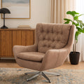 Brown Leather Effect Swivel Chair | Harold