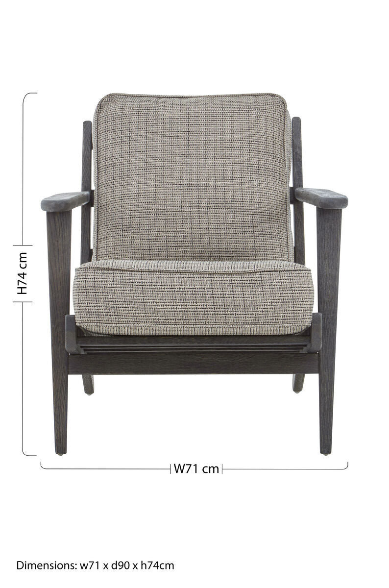Tweed Armchair with Black Oak Wood Frame | Hector