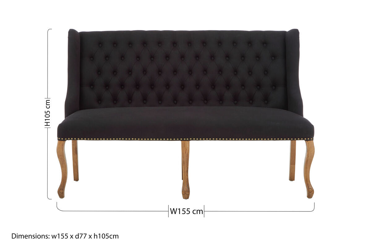 2 Seater Black Bench Sofa | Harrison