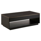 Black Oak Veneer 1-Drawer Coffee Table with Gold Finish Trim and Lower Storage Shelf | Diamond
