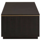 Black Oak Veneer 1-Drawer Coffee Table with Gold Finish Trim and Lower Storage Shelf | Diamond