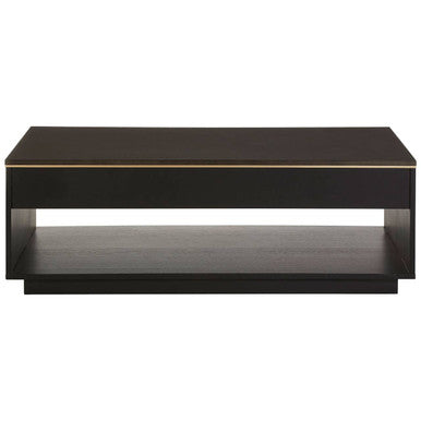 Black Oak Veneer 1-Drawer Coffee Table with Gold Finish Trim and Lower Storage Shelf | Diamond