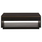 Black Oak Veneer 1-Drawer Coffee Table with Gold Finish Trim and Lower Storage Shelf | Diamond