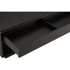 Black Oak Veneer 1-Drawer Coffee Table with Gold Finish Trim and Lower Storage Shelf | Diamond