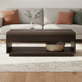 Black Oak Veneer 1-Drawer Coffee Table with Gold Finish Trim and Lower Storage Shelf | Diamond