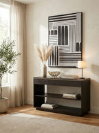Brown Oak Veneer Wooden Console Table with Storage Space | Diamond
