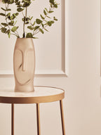 White Marble Top Round Side Table with Flowing Gold Finish Metallic Cross Base | Shalimar
