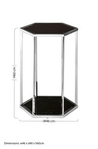 Hexagonal End Table with Black Marble Top and Bottom and Silver Finish Stainless Steel Frame | Piermount