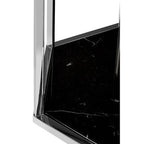 Hexagonal End Table with Black Marble Top and Bottom and Silver Finish Stainless Steel Frame | Piermount