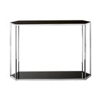 Silver Solid Steel Frame Console Table with Black Marble Top and Bottom | Piermount