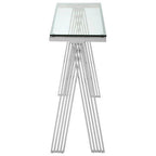 Clear Glass Top Console Table with Silver Finish Stainless Steel Base | Piermount