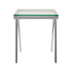 Clear Glass Top End Table with Silver Finish Stainless Steel Slim Lines Frame | Piermount