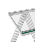 Clear Glass Top End Table with Silver Finish Stainless Steel Slim Lines Frame | Piermount