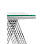 Clear Glass Top End Table with Silver Finish Stainless Steel Slim Lines Frame | Piermount